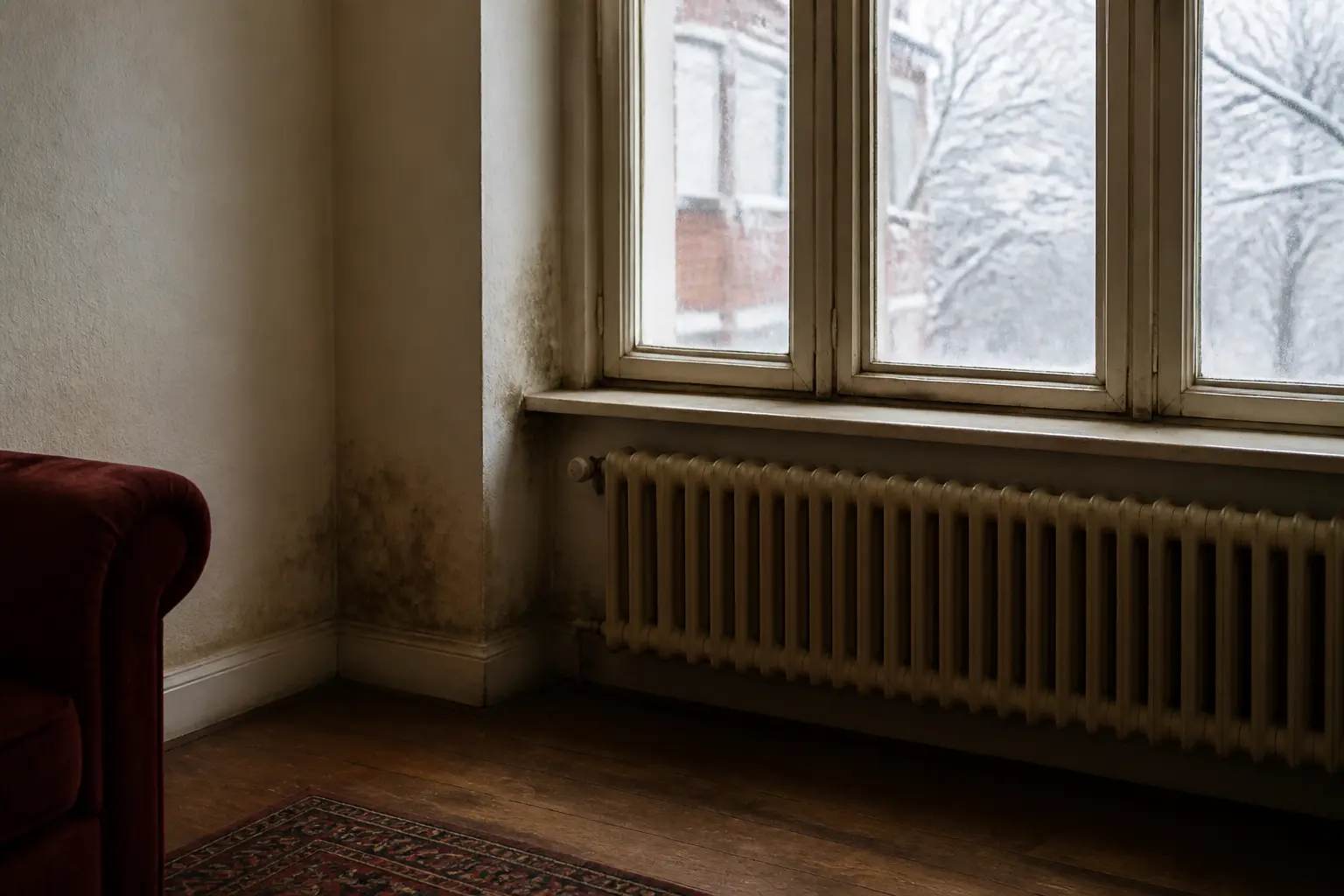Pompe à chaleur piège à éviter : pièce mal isolée, fenêtre froide, radiateur faible et murs humides, chaleur qui s’échappe